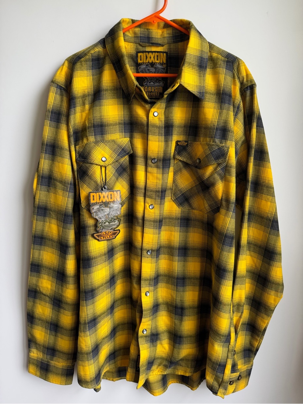 Dixxon Parham Panhead J&P Cycles Yellow Shadow Plaid Button Down 2XT New